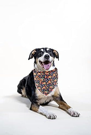 Lionheart glory Dog Bandana 1 Pack Washable Soft Cotton Floral Print Bibs Scarf, Adjustable Kerchief Square Dog Bandanas for Small Dogs