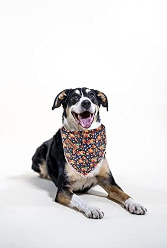 Lionheart glory Dog Bandana 1 Pack Washable Soft Cotton Floral Print Bibs Scarf, Adjustable Kerchief Square Dog Bandanas for Large Dogs