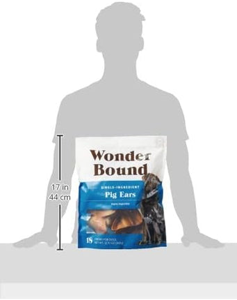 Amazon Brand - Wonder Bound Whole Pig Ears, Single Ingredient, Highly Digestible, Dog Treats for Puppy and Large/Medium Dogs, Pork, 18 count, 12.7 ounce (Pack of 1)