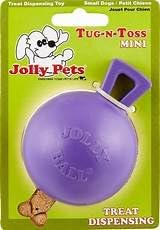 Jolly Pets Tug-n-Toss Heavy Duty Dog Toy Ball with Handle, 4 Inches/Petite, Purple (404 PR)