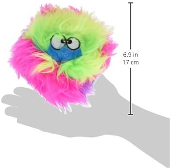goDog Furballz Squeaky Plush Ball Dog Toy, Chew Guard Technology - Rainbow, Small