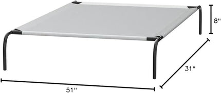 Amazon Basics Cooling Breathable Elevated Dog Bed with Metal Frame for Large Dogs, 51 x 31 x 8 Inch, Grey