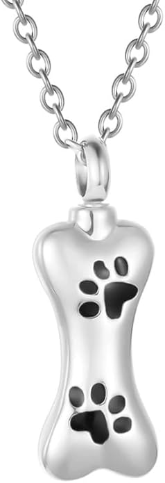 14K Gold Paw Print Urn Necklace for Ashes, 10K/14K/18K Gold Paw Print Urn Necklace Custom Any Name, Personalized Cremation Jewelry Pet Urn Keepsake Necklace for Women Dog Cat Pet