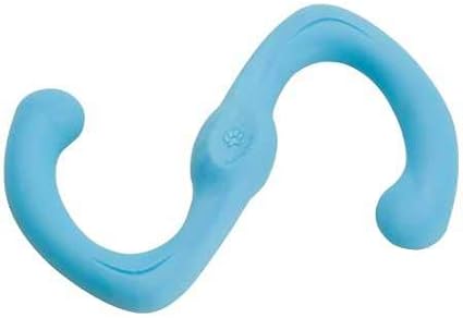 WEST PAW Zogoflex Bumi Dog Tug Toy – S-Shaped, Lightweight Chew Toys for Fetch, Play, Pet Exercise – Tug of War Soft Flinging Squishy Chewy Toy for Dogs – Guaranteed, Latex-Free, Small 8", Aqua Blue