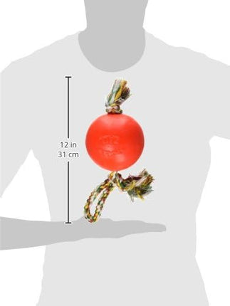 Jolly Pets Romp-n-Roll Rope and Ball Dog Toy, 4.5 Inches/Small, Orange