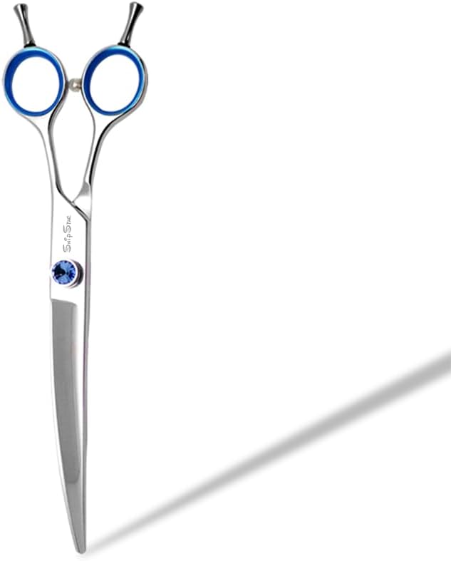 7in Curved Dog Scissors for Grooming, VG10 Steel Sharp Dog Grooming Scissors, 25 Degree Bend, with CNC Screw & Round Blunt Tip, Professional Pet Grooming Shears for Dogs Cats Groomer or Home Use