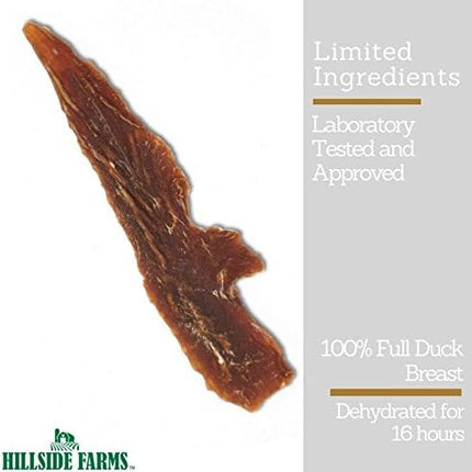 Hillside Farms Duck Jerky Dog Treats with Only 3 Ingredients and No Fillers, 2 Pound Bag