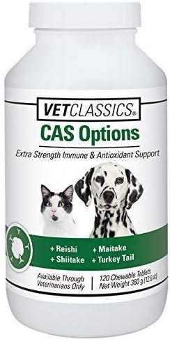 Vet Classics CAS Options Extra Strength Immune Support for Dogs, Cats – Pet Health Supplement, Dog Antioxidant Care – Extra-Strength Dog Supplement Formula – 120 Chewable Tablets