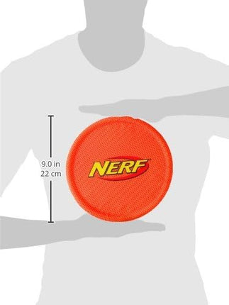 Nerf Dog Nylon Flyer Dog Toy, Flying Disc, Lightweight, Durable and Water Resistant, Great for Beach and Pool, 9 inch diameter, for Medium/Large Breeds, Single Unit, Orange