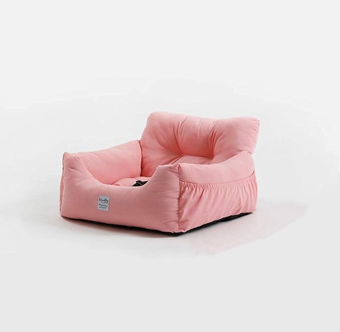 Aidou Dog Car Seat Booster for Small to Large Dogs & Cats, Safety Seat with Storage & Dual-use for Car & Home (Medium Pink)
