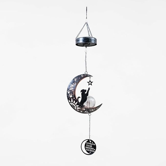 iHeartDogs Pet Memorial Wind Chime - 'I Love You to The Moon & Back' - The Ultimate Garden Solar Lantern for Dog Lovers