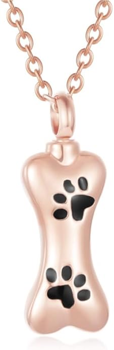 14K Gold Paw Print Urn Necklace for Ashes, 10K/14K/18K Gold Paw Print Urn Necklace Custom Any Name, Personalized Cremation Jewelry Pet Urn Keepsake Necklace for Women Dog Cat Pet