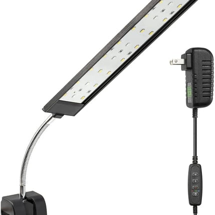 Aquarium Light Small LED Clip Light for Fish Tank 10W with Timer&Dimmer, 1 Yr Warranty