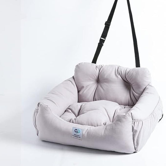 Aidou Dog Booster Seat for Small to Large Dogs & Cats, Pet Travel Safety Seat with Storage & Dual-use Car & Home Bed (Small Grey)