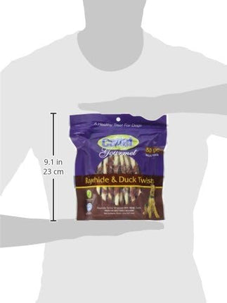 Cadet Gourmet Twists Sticks- Long Lasting & Natural Dog Treats for Large & Small Dogs Beef Hide & Duck - Inspected & Tested in USA (50 Count) (Pack of 2)