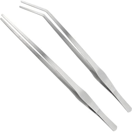 LILYS PET Straight and Curved Stainless Steel Super Thick Tweezers Set,Pliers Aquarium Tool Fish Tank Aquatic Plants Forceps Clip (15")