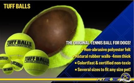 PetSport Jr Tuff Ball - Small Tennis Balls for Dogs, Great for Boredom & Aggressive Chewers, Dog Toy, Mini Tennis Balls for Small Dogs, Certified Non-Toxic, Won't Wear Down Teeth - 1.8" (24 Pack)
