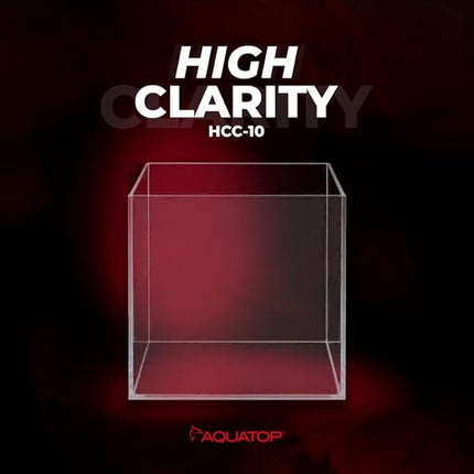 Aquatop High Clarity Low Iron Glass Cube Aquarium, 4.12 Gal – 5mm Thick Glass – Slim Design – Fresh & Saltwater – Desktop Tank with Silicone Sealing