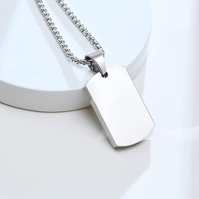 VNOX Personalized Customizable Photo Text Cremation Urn Necklace for Ashes Holder Dog Tag Pendant Family Pet Memorial Keepsake Jewelry for Men Women