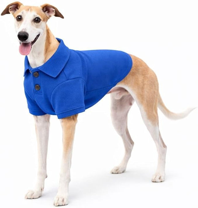 lovelonglong Basic Dog Polo Shirts Premium Cotton, Polo T-Shirts for Large Medium Small Dogs with a Two-Button Collar Blank Color Blue XXXL
