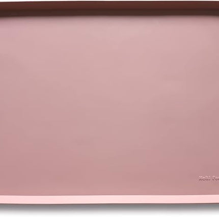 Hoki Found Large Non Slip Pet Feeding Mats - Silicone tray - Waterproof Bowls - Neutral Pink