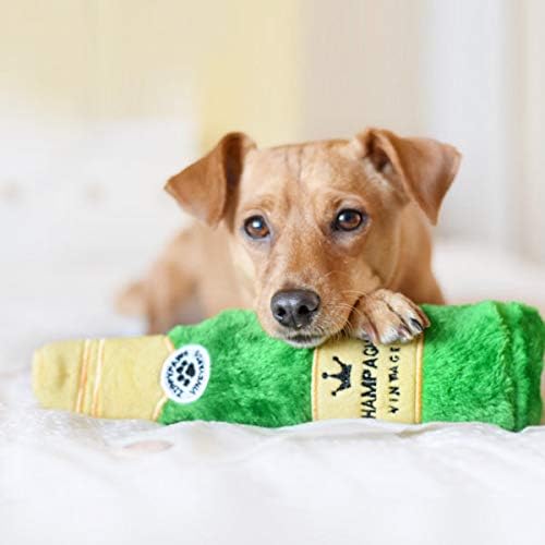ZippyPaws Happy Hour Crusherz- Interactive Dog Toys to Keep Them Busy, Squeaky Plush Pet Toy for All Breeds, for Small, Medium, & Large Dogs, Drink Themed Crinkle Water Bottle Toy- Champagne