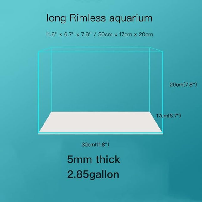 Small Nano Tall Rimless Tank, Glass Fish Tank, Betta Fish Tank, Aquarium (2.85 Gal, 11.8x6.7x7.8 inch)