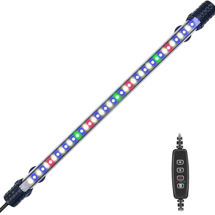 VARMHUS Submersible LED Aquarium Light,Fish Tank Light with Timer Auto On/Off Dimming Function,3 Light Modes Dimmable&4-Color LED,10 Brightness Levels Optional&3 Levels of timed Loop 18LEDS-15''