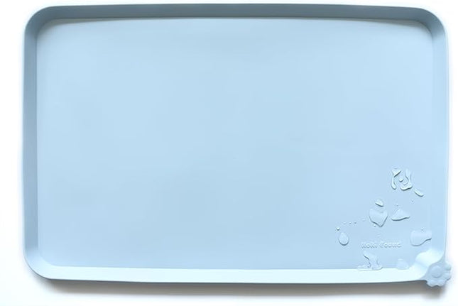 Hoki Found Large Silicone Pet Food Mats Tray - Non Slip Pet Bowl Mats Placemat - Dog Pet Cat Feeding Mat - Waterproof Dog Cat Food Mats -Pet Water Mats for Floors - Frost