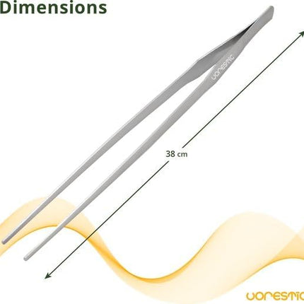 VORESTIC 1PC Straight Aquarium Tweezers, 15" Long Tweezers for Terrarium, Stainless Steel Aquascape Tool for Planting Aquarium Plants, and Aquarium Maintenance