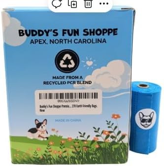 Buddy Bags Premium Dog Poop Bags, Unscented, Extra Thick & Strong, Bold “Open Here” Arrow, 18 Refill Rolls, 270 Earth Friendly Bags.