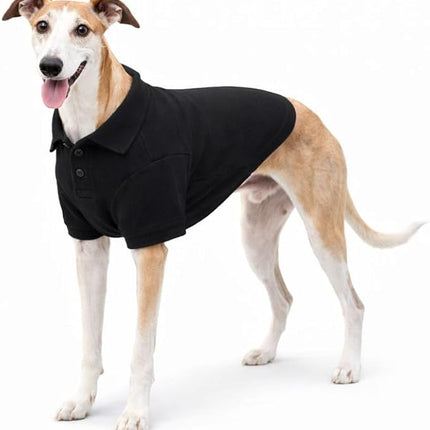 lovelonglong Basic Dog Polo Shirts Premium Cotton, Polo T-Shirts for Large Medium Small Dogs with a Two-Button Collar Blank Color Black XXL