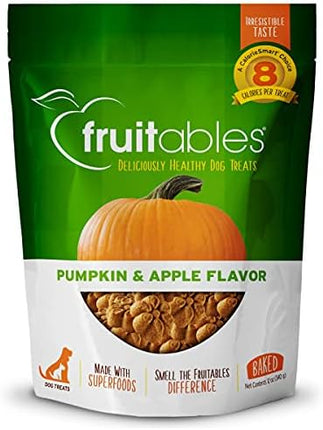 Fruitables Baked Dog Treats, Healthy Pumpkin Treat for Dogs, Low Calorie & Delicious, No Wheat, Corn or Soy, Made in the USA, Pumpkin and Apple Flavor, 12oz