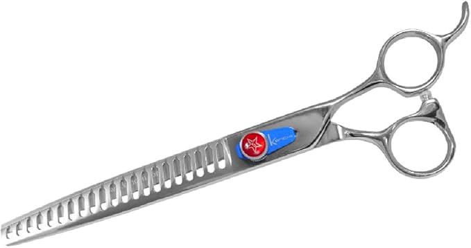 Kenchii Five Star Offset Handle Professional Dog Grooming Shears, 21 Tooth Tinner Shears, Light Weight, Heavy Duty Pet Grooming Scissor for Dogs, Cats