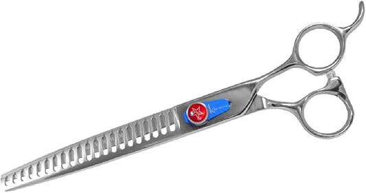 Kenchii Five Star Offset Handle Professional Dog Grooming Shears, 21 Tooth Tinner Shears, Light Weight, Heavy Duty Pet Grooming Scissor for Dogs, Cats