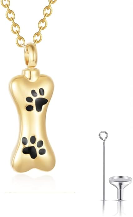 14K Gold Paw Print Urn Necklace for Ashes, 10K/14K/18K Gold Paw Print Urn Necklace Custom Any Name, Personalized Cremation Jewelry Pet Urn Keepsake Necklace for Women Dog Cat Pet