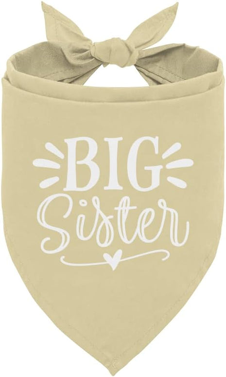 Big Sister Dog Bandana, Light Yellow Dog Bandana, Pet Scarf Accessories, Pet Triangle Scarf, Pets Bandana for Small Medium Dogs, Baby Announcement Dogs Bandana