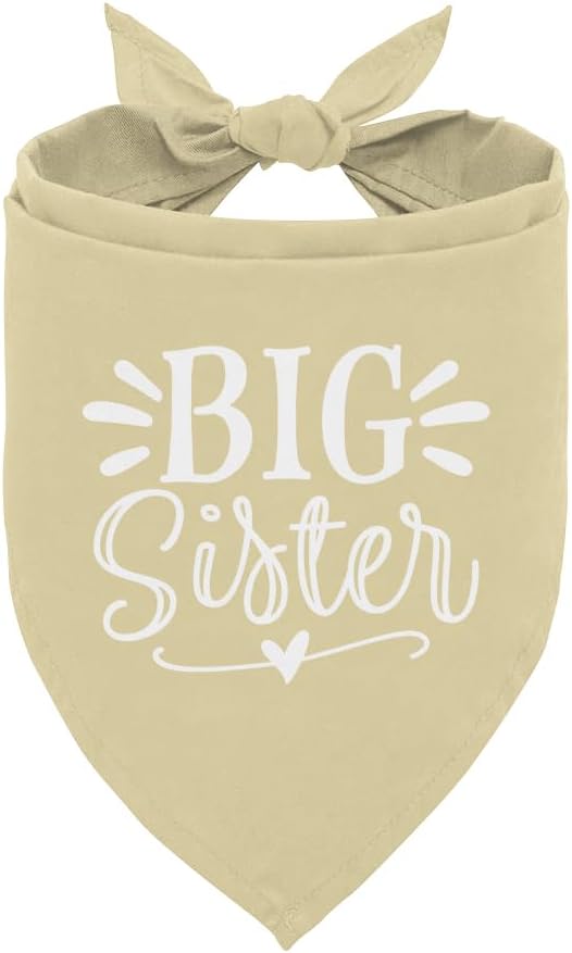 Big Sister Dog Bandana, Light Yellow Dog Bandana, Pet Scarf Accessories, Pet Triangle Scarf, Pets Bandana for Small Medium Dogs, Baby Announcement Dogs Bandana