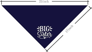Big Sister Dog Bandanas, Dark Blue Dog Bandana, Pet Triangle Scarf Accessories, Pet Bandanas for Small Medium Large Dogs, Baby Announcement Dogs Bandana (M)