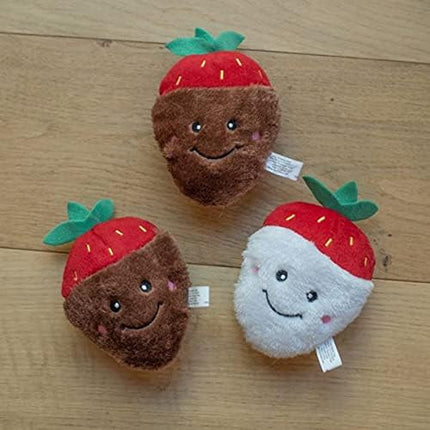ZippyPaws Multi-Pack - Dog Squeaky Toys to Keep Them Busy, Funny Food Plush for Small & Medium Dogs, Cute Stuffed Puppy Toy, Pet Products, Dog Gift for Valentine's Day - Chocolate Covered Strawberries