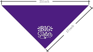 Big Sister Dog Bandana, Purple Dog Bandana, Pet Scarf Accessories, Pet Triangle Scarf, Dogs Bandanas for Small Medium Dogs (M)