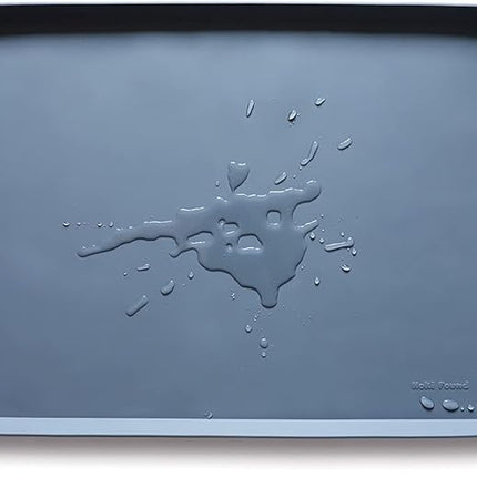 Hoki Found X-Large Silicone Pet Food Mats Tray - Non Slip Pet Dog Cat Bowl Mats Placemat - Dog Pet Cat Feeding Mat - Waterproof Dog Cat Food Mats -Pet Water Mats for Carpet -Gray-