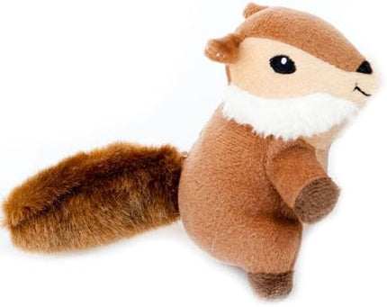ZippyPaws - Woodland Friends Burrow, Interactive Squeaky Hide and Seek Plush Dog Toy - Chipmunk Miniz, 3 Pack