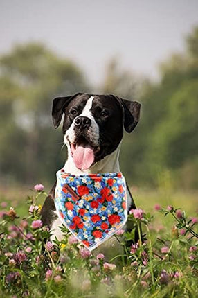 Lionheart glory Dog Bandana 1 Pack Washable Soft Cotton Floral Print Bibs Scarf, Adjustable Kerchief Square Dog Bandanas for Small Dogs