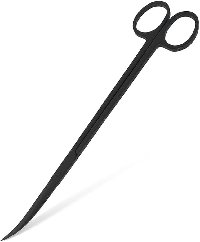 Mandala Crafts 10 Inches Black Stainless Steel Curved Aquarium Scissors for Trimming Aquatic Plants – Bent Aquascape Scissors for Fish Tanks, Hospital Tanks, Goldfish Bowls, and Terrariums