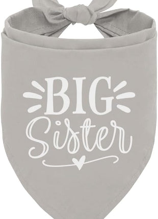 Big Sister Dog Bandana, Light Gray Dog Bandana, Pet Scarf Accessories, Pet Dogs Triangle Scarf, Pet Bandanas for Small Medium Dogs (M)