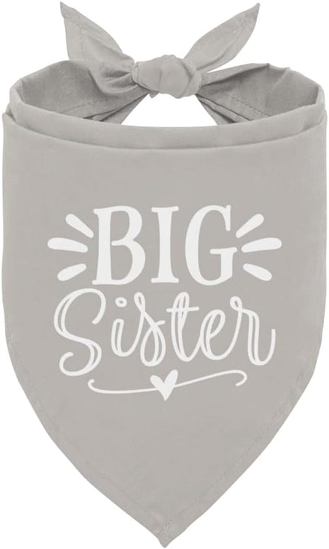 Big Sister Dog Bandana, Light Gray Dog Bandana, Pet Scarf Accessories, Pet Dogs Triangle Scarf, Pet Bandanas for Small Medium Dogs (M)