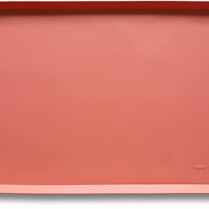 Hoki Found L Silicone Non Slip Pet & Cat Dog Feeding Tray - Waterproof & Pet Water Mats for Carpet - Burnt Coral