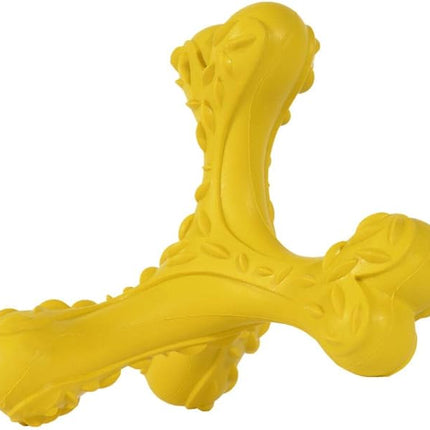 Dog Chew Toys for Aggressive Chewers Large Breed,Indestructible Bones Toy，Durable Cleaning Toothbrush Natural Rubber Dog Toys… (Yellow)