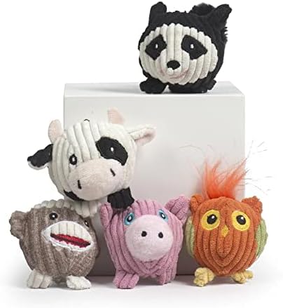 HuggleHounds Wee Huggles Plush Ball Dog Toys - Dog Stuffed Animal Toy for Small & Medium Dogs, Durable Plush to Keep Them Busy - Wee Huggles Variety Pack (5 Count)